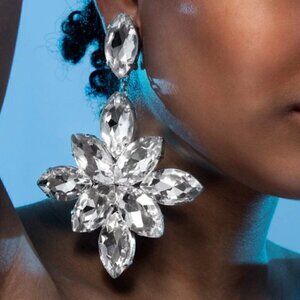 Gorgeous Crystal Huge Statement Holiday Earrings Bold Festive Showstopper Runway